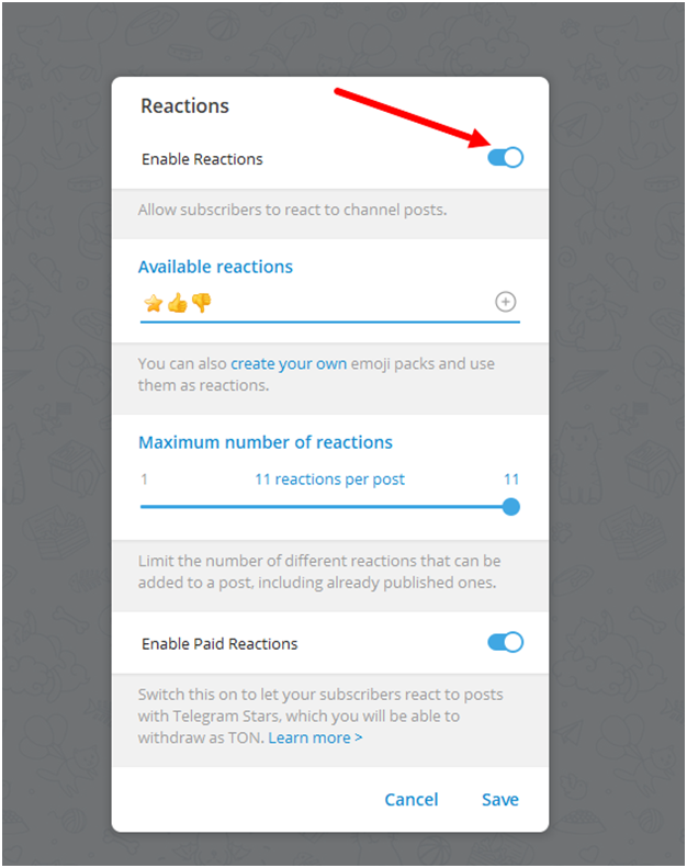 Как убрать реакции в Telegram-канале?-4